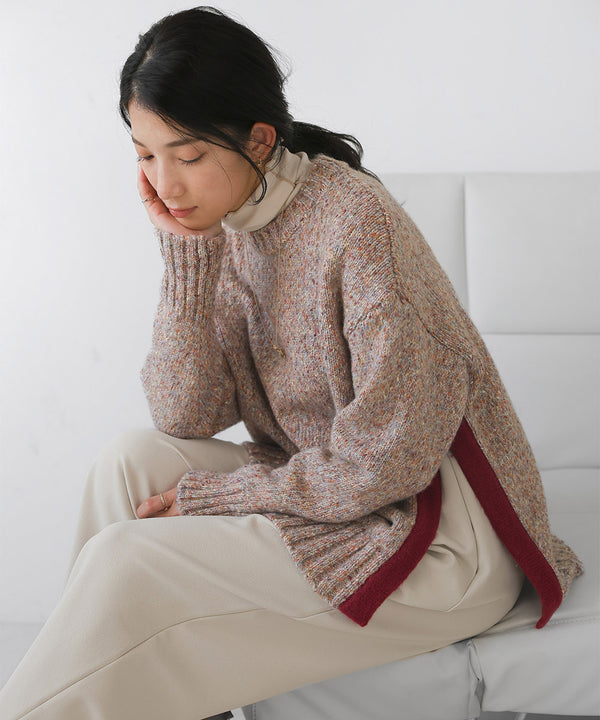 配色ミックスカラーニット