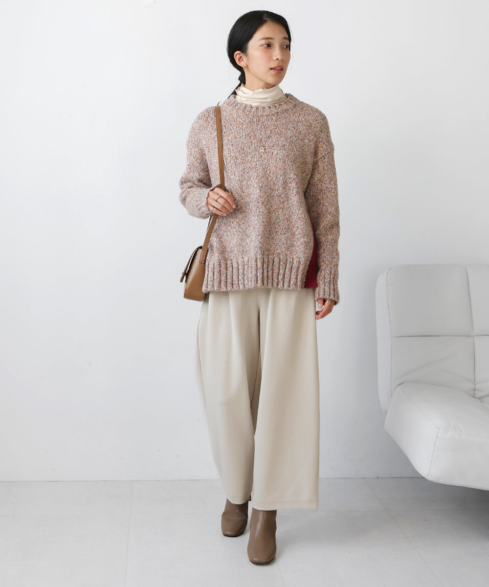 配色ミックスカラーニット