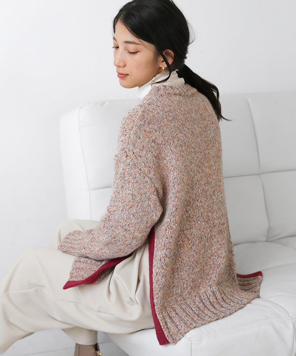 配色ミックスカラーニット