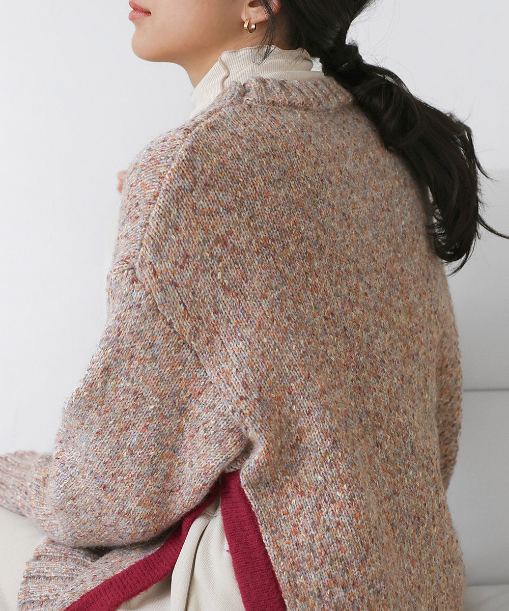 配色ミックスカラーニット