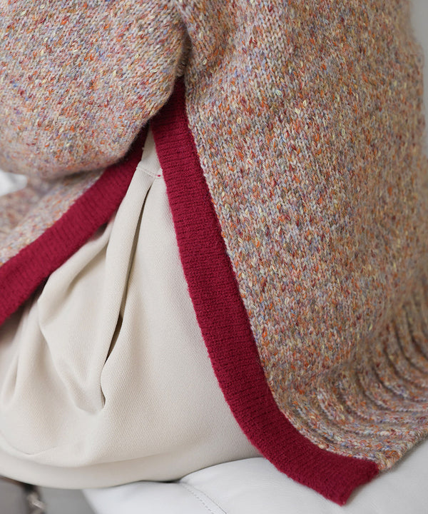 配色ミックスカラーニット