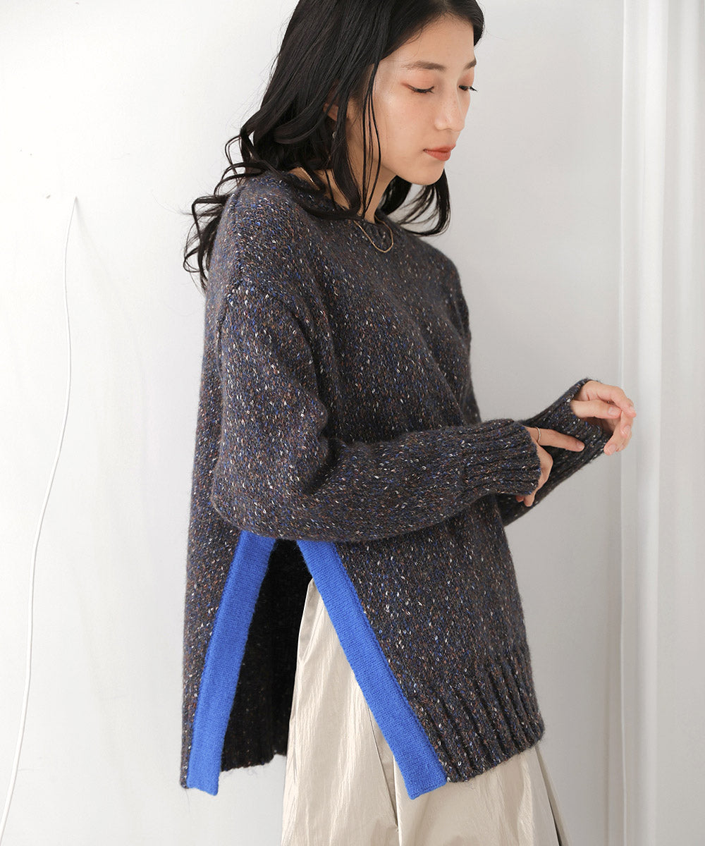 配色ミックスカラーニット