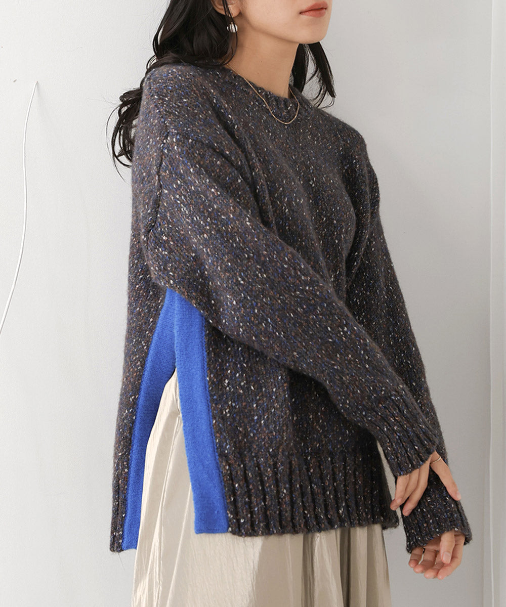 配色ミックスカラーニット