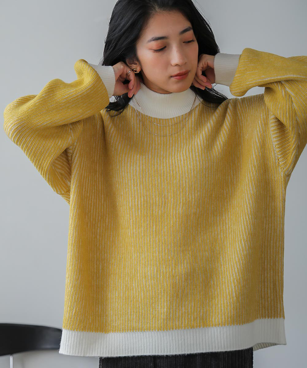 フェイクレイヤード・タートルニット／ブージュルード Knit Collection
