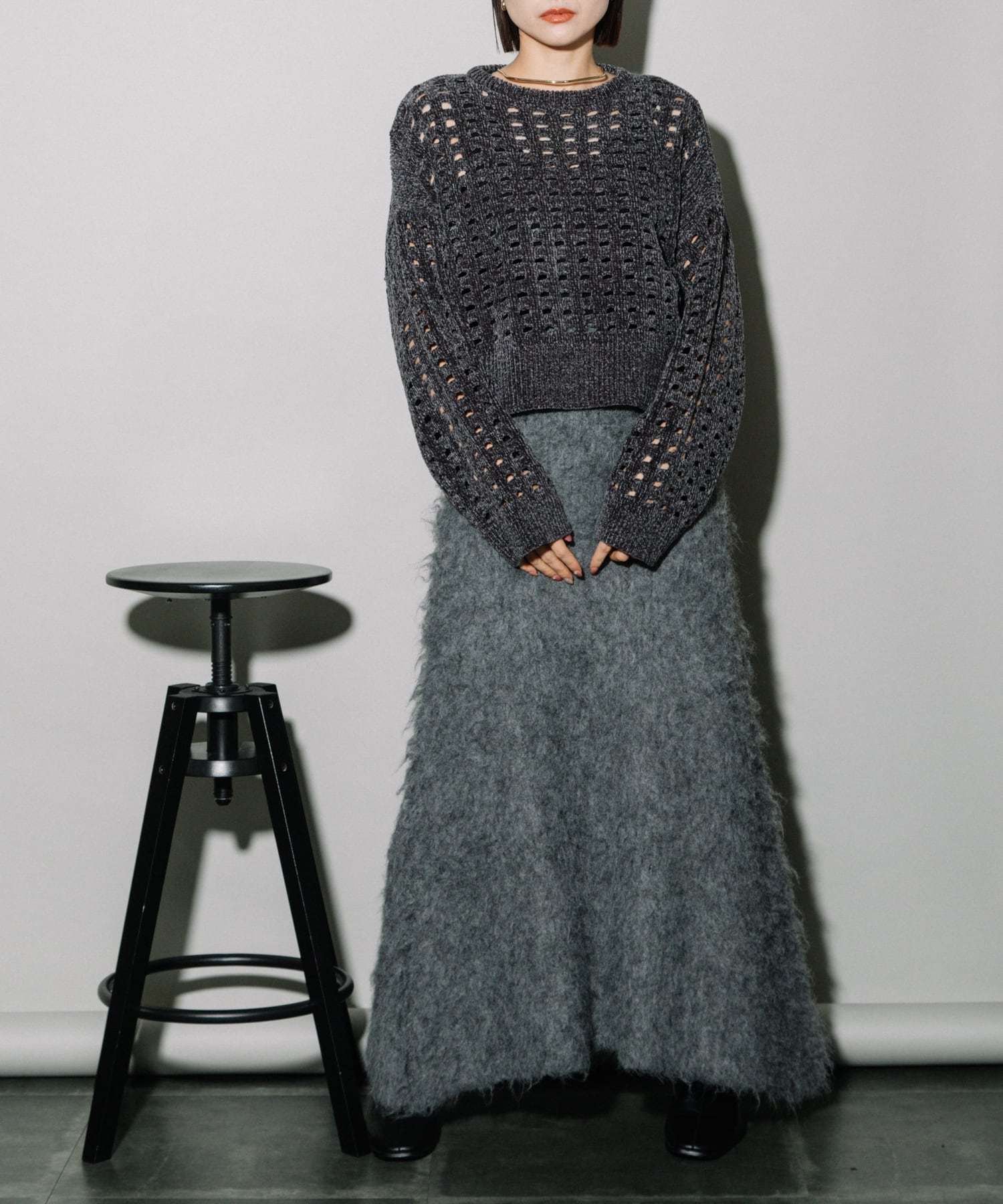 KEGAKI HALF CARDIGAN KNIT SKT