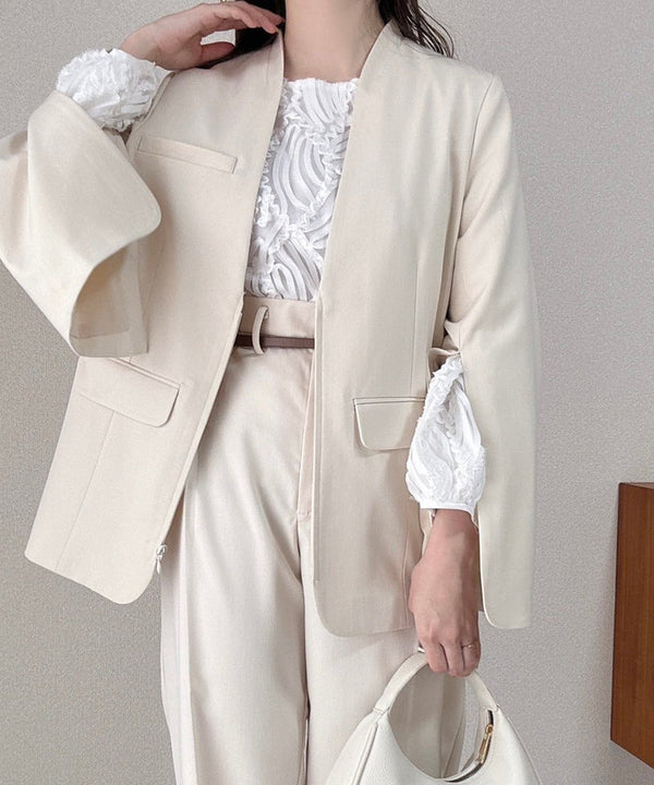 【オケージョンドレス/結婚式/2サイズ展開/SET ITEM/インナー付き/裏地付き】袖スリットジャケット