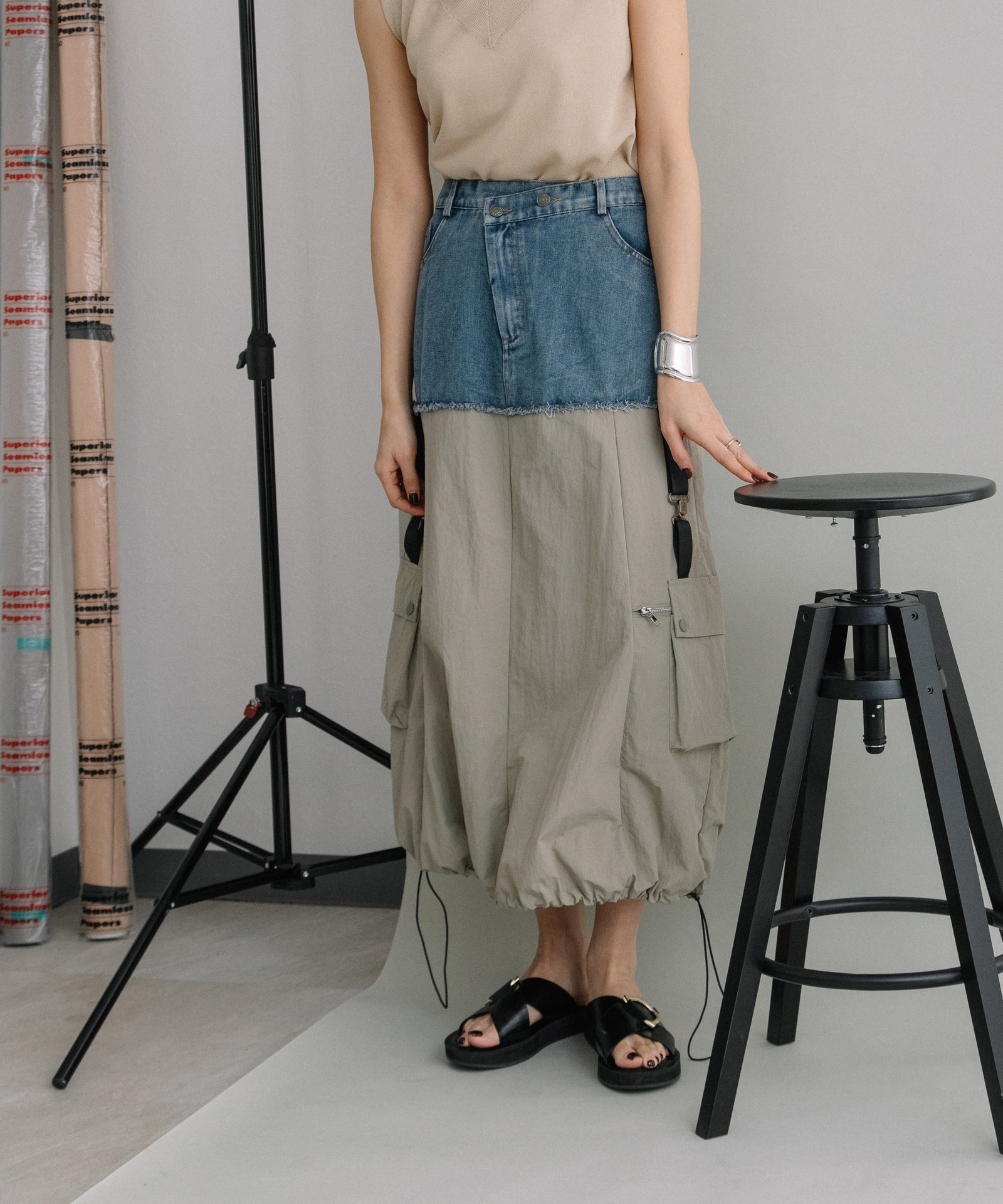 DENIM×MILITARY RM SKIRT