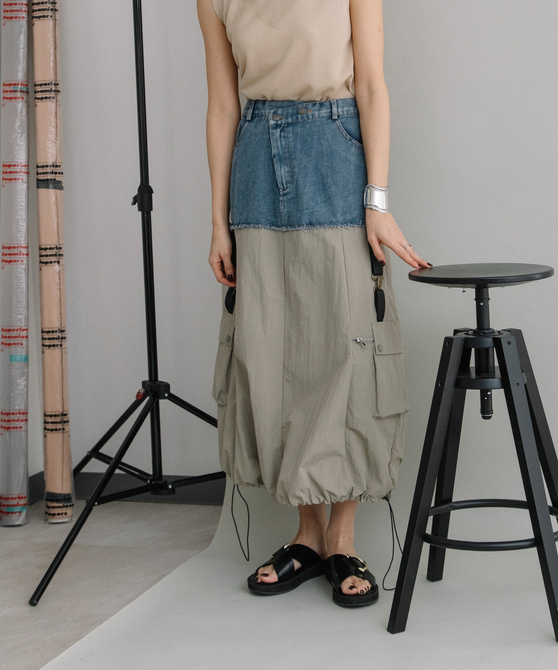 DENIM×MILITARY RM SKIRT