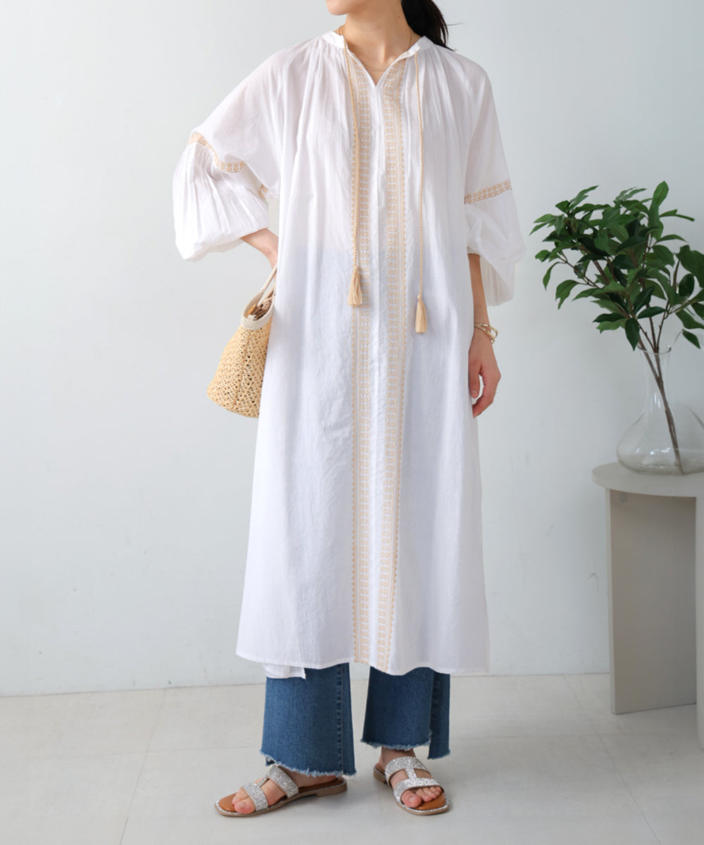 【WEB限定】インドレース柄刺繍ワンピース