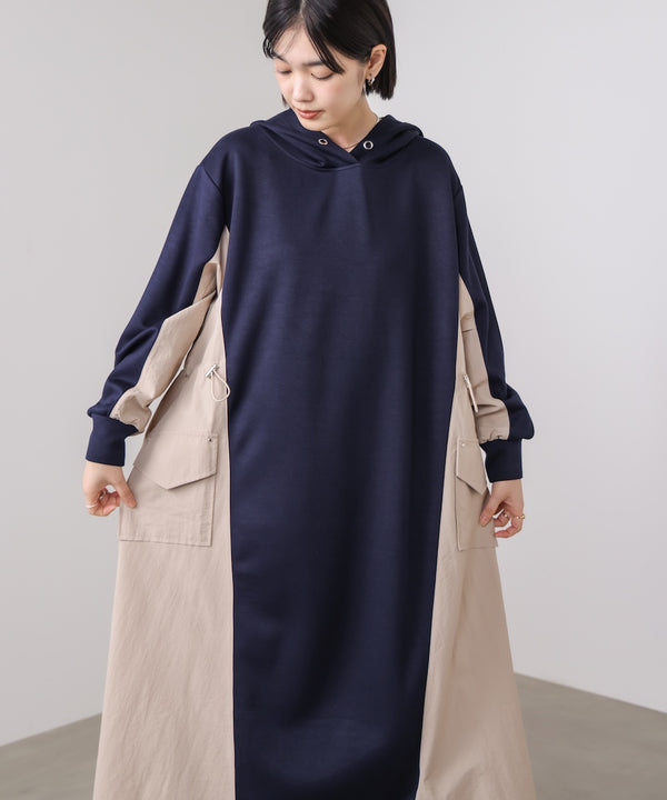 異素材切替ワンピース［3/11発送予定］