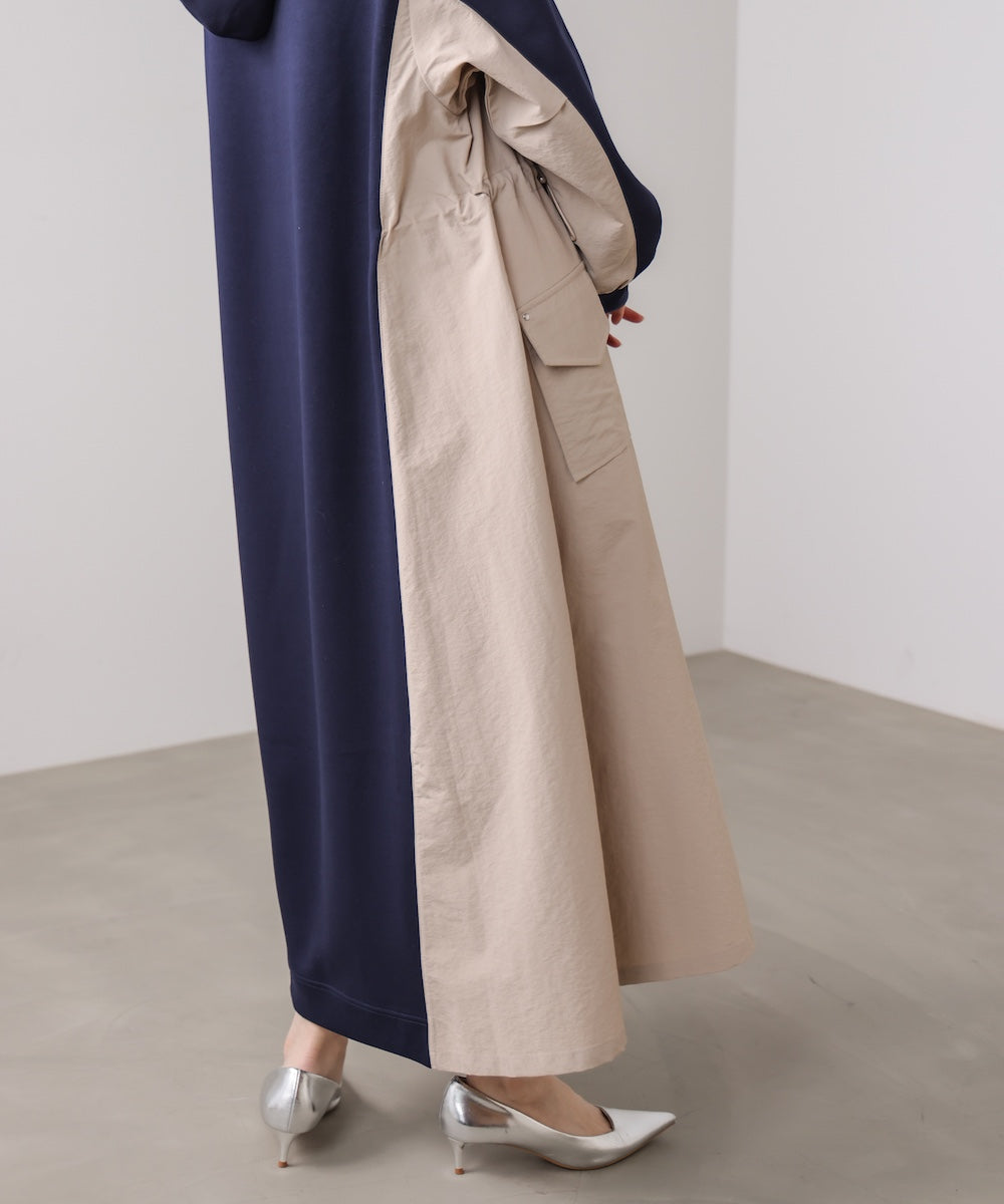 異素材切替ワンピース［3/11発送予定］