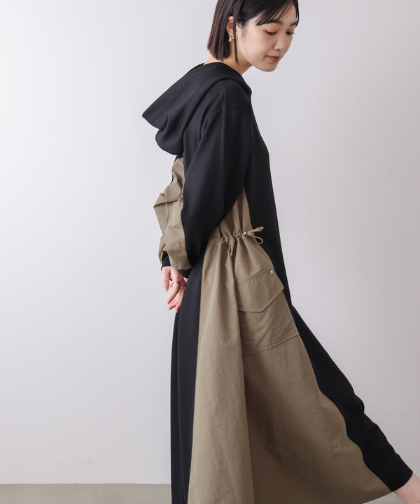 異素材切替ワンピース［3/11発送予定］