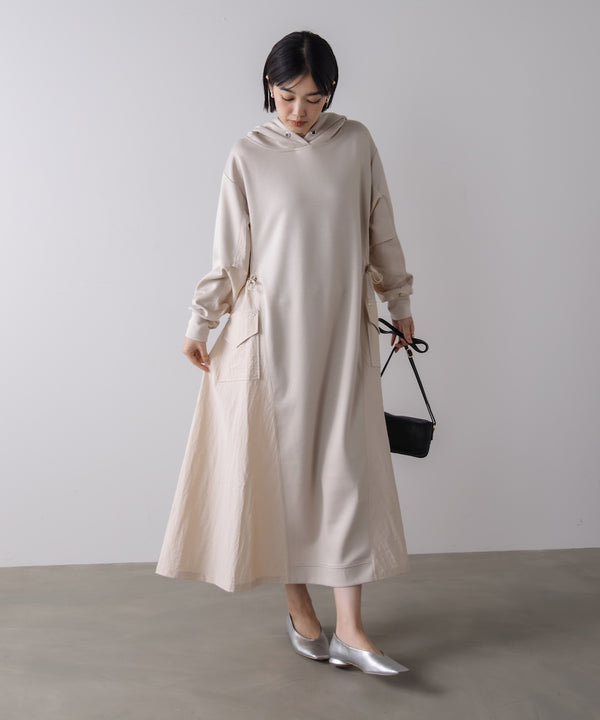 異素材切替ワンピース［3/11発送予定］