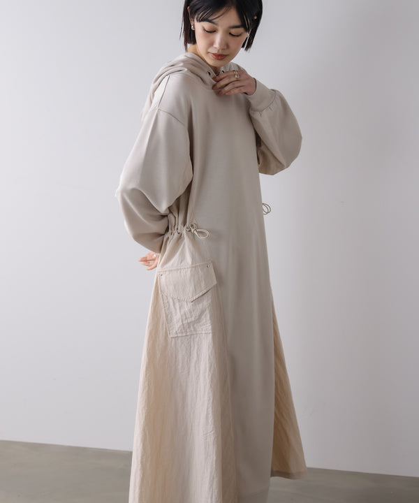 異素材切替ワンピース［3/11発送予定］