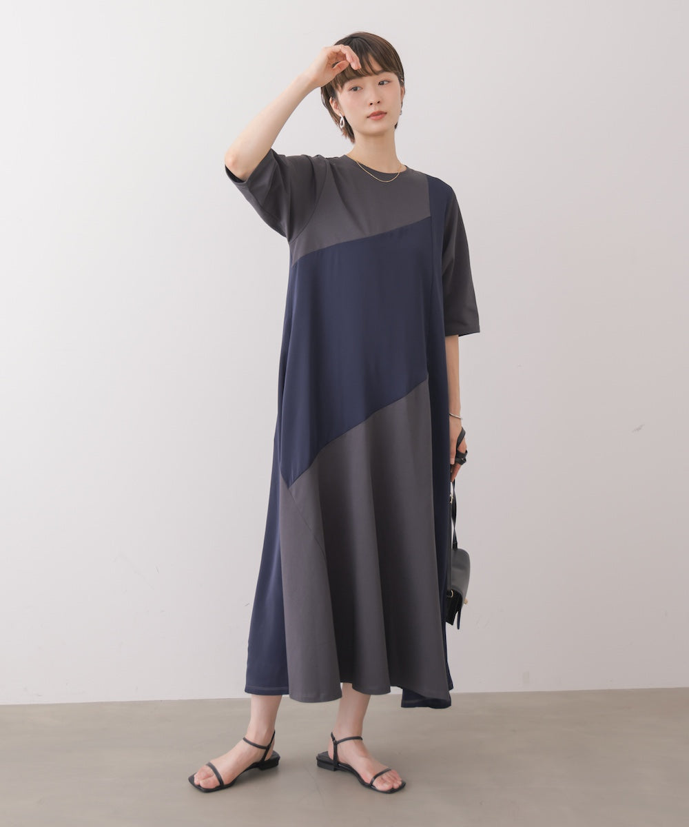 【S/TLサイズあり】ジオメトリックブロッキングワンピース