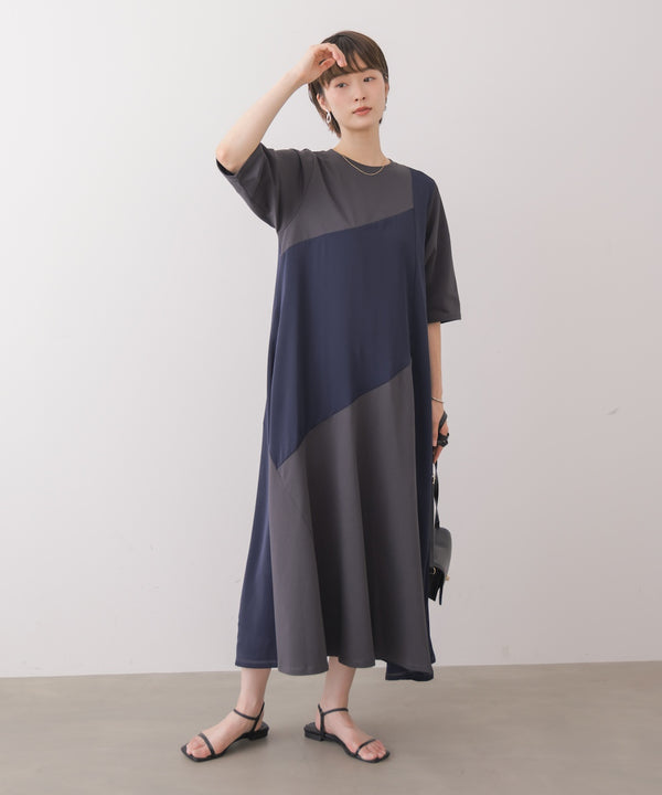 【S/TLサイズあり】ジオメトリックブロッキングワンピース