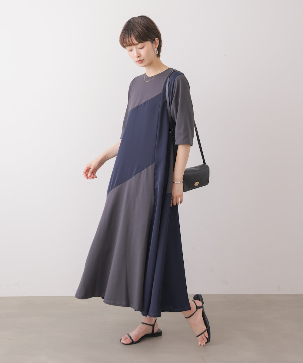 【S/TLサイズあり】ジオメトリックブロッキングワンピース