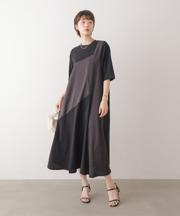 【S/TLサイズあり】ジオメトリックブロッキングワンピース