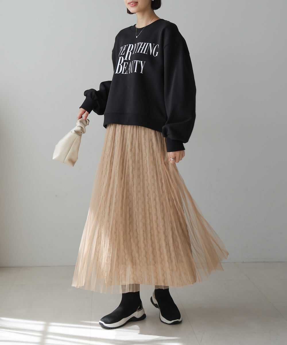 【WEB限定】チュールプリーツモールラメスカート