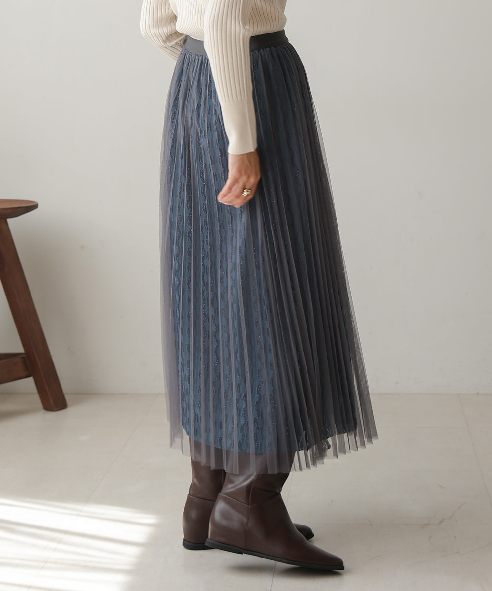 【WEB限定】チュールプリーツモールラメスカート