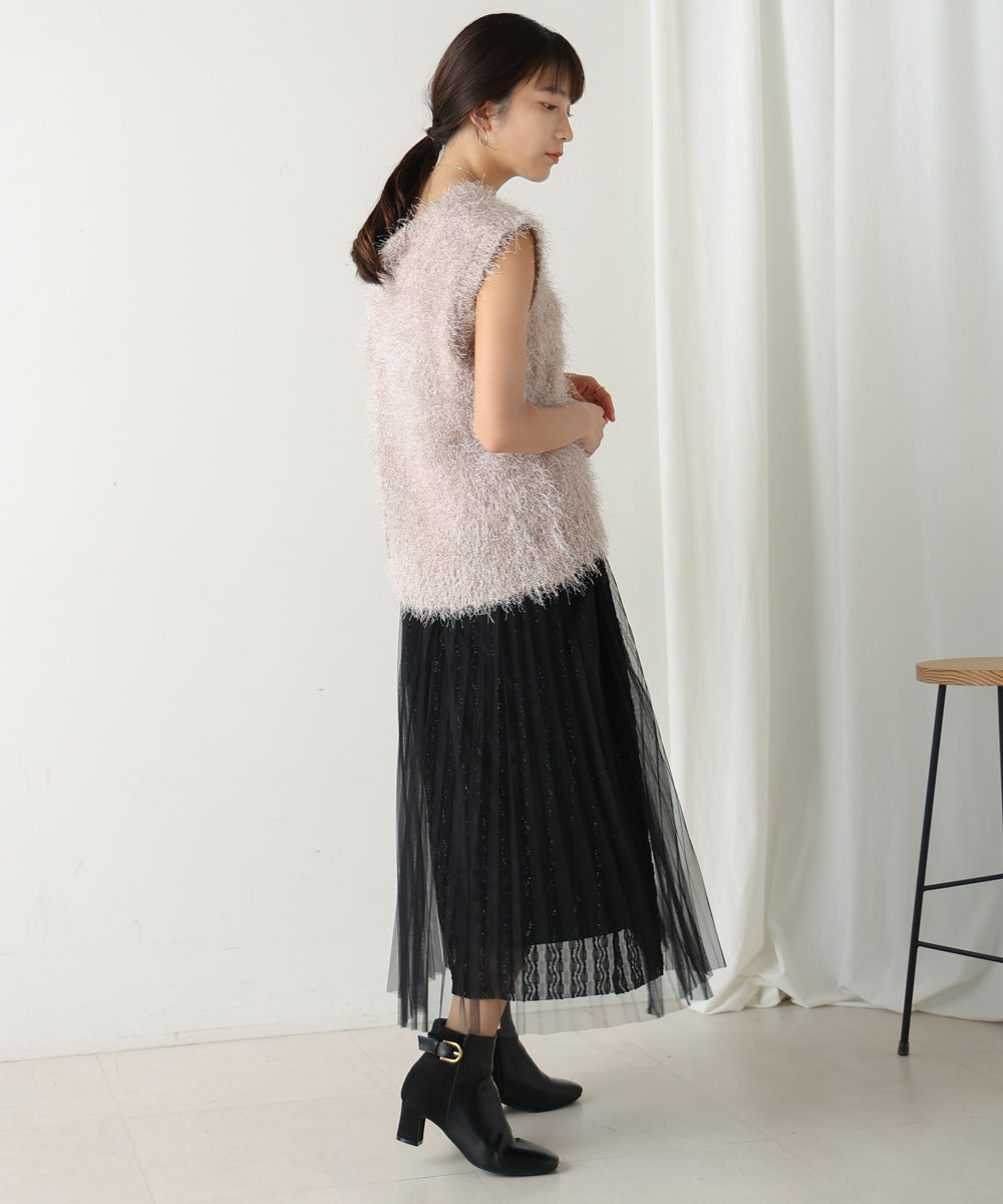 【WEB限定】チュールプリーツモールラメスカート