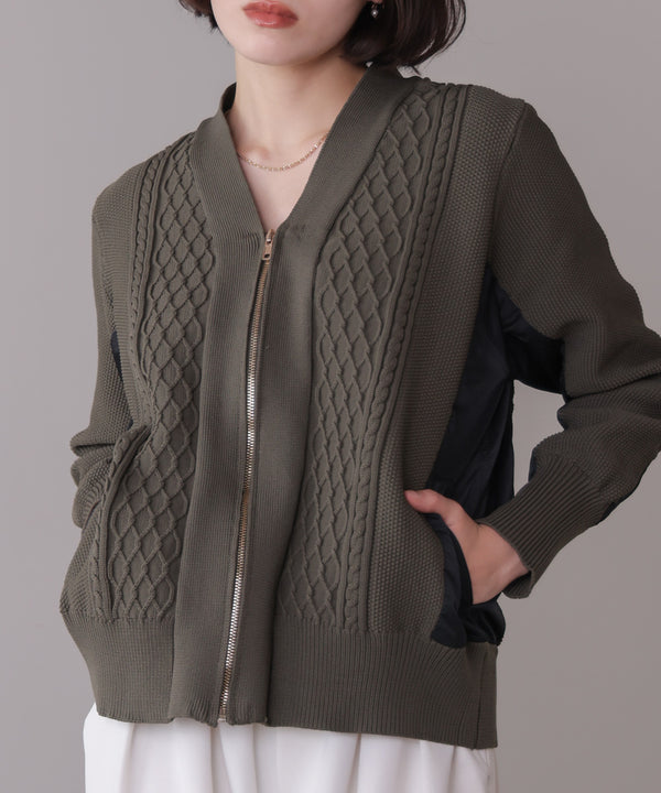 ケーブル布帛ドッキングＺＩＰブルゾン