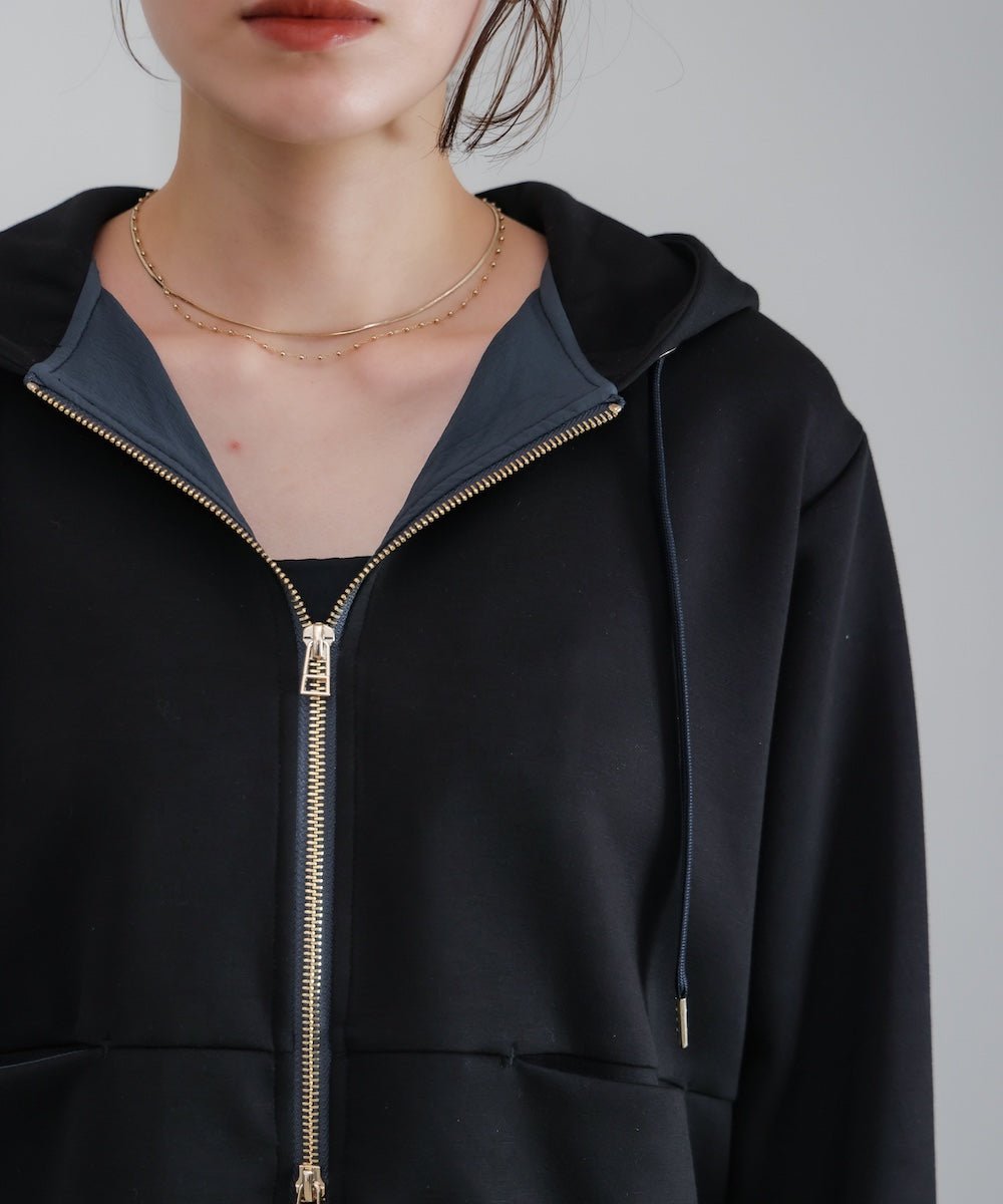 裾レイヤードバックラインＺｉｐパーカー［2/26発送予定］
