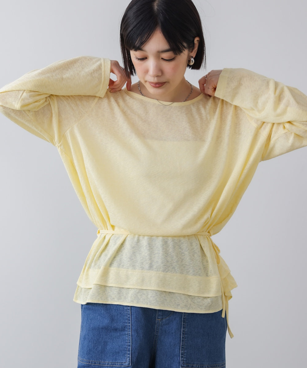 WEB限定】オーバーサイズシアーウエストマークトップス