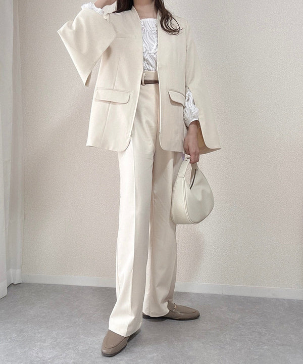 【オケージョンドレス/結婚式/2サイズ展開/SET ITEM/インナー付き/裏地付き】袖スリットジャケット