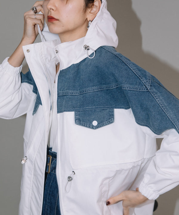 DENIM CONBI HOODIE
