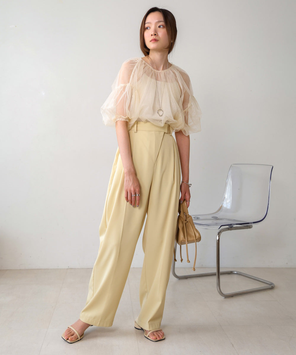 wrap style tuck slacks