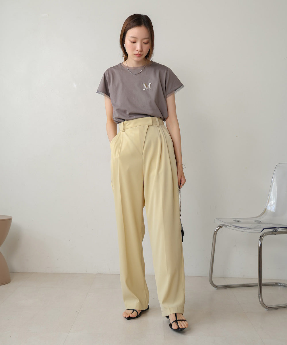 wrap style tuck slacks