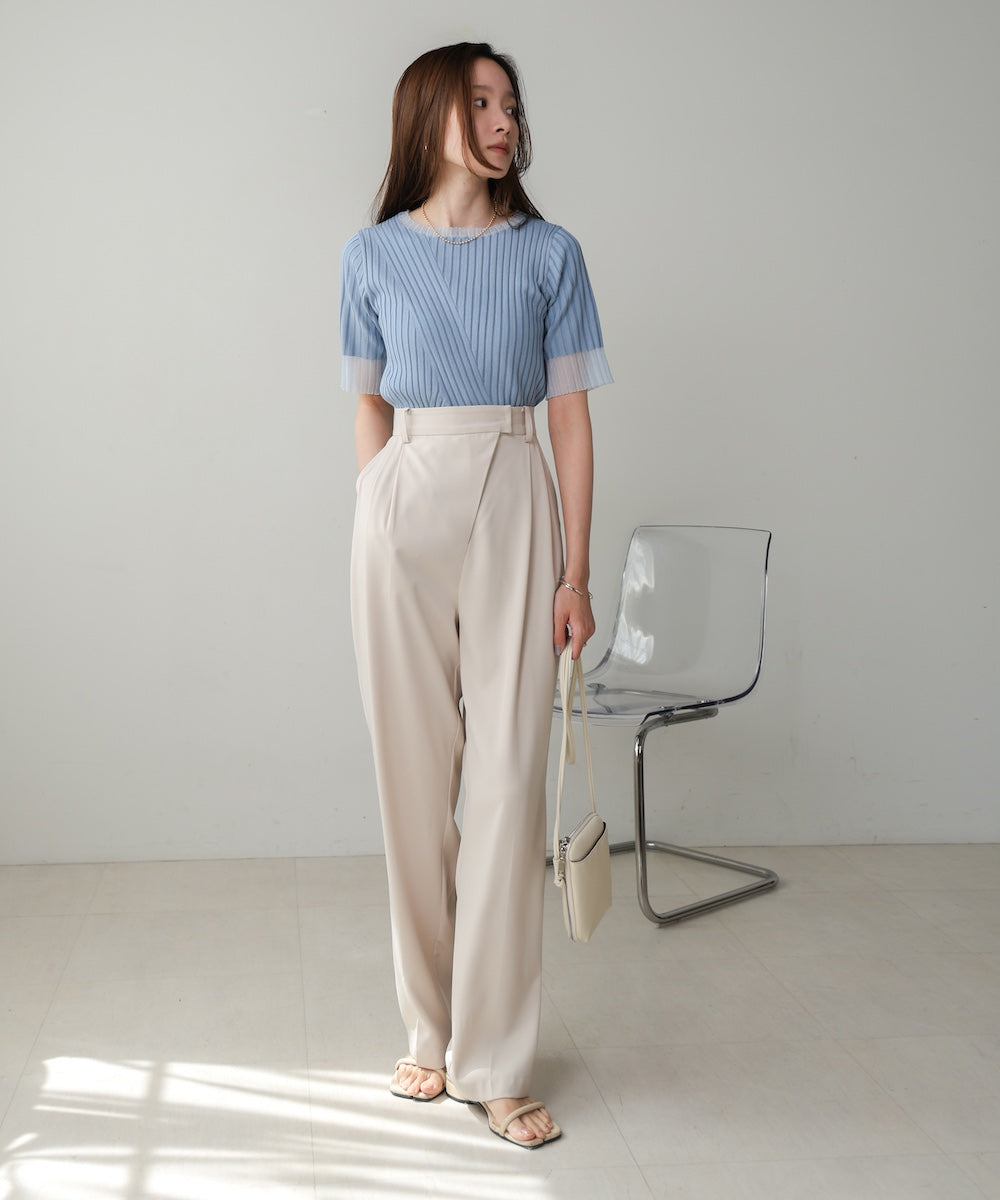 wrap style tuck slacks