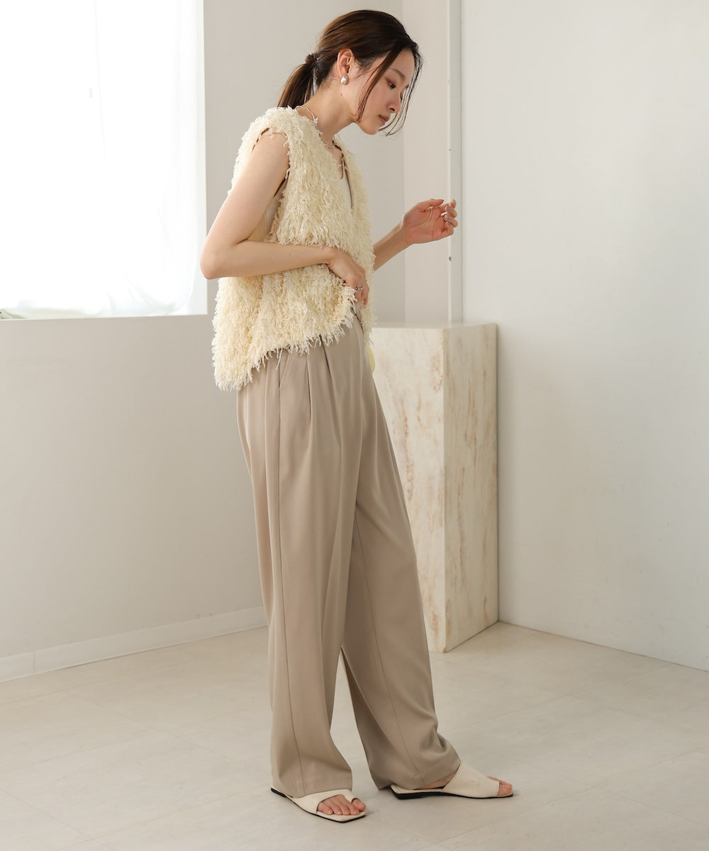 wrap style tuck slacks