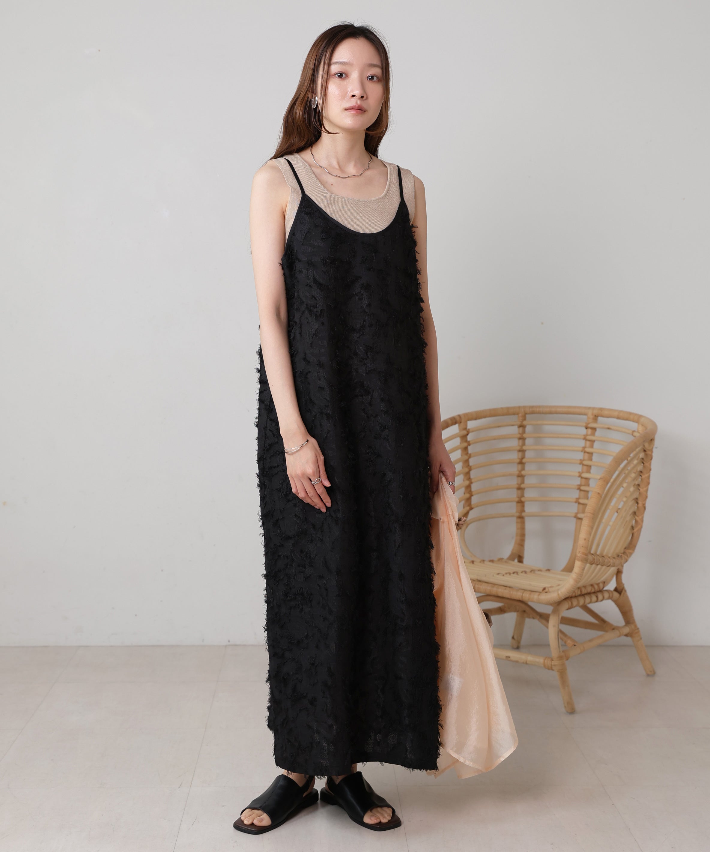 Shaggy jacquard cami dress