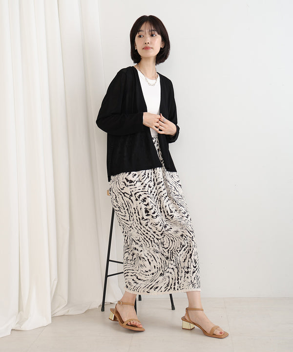 エッジステッチフリンジナロースカート