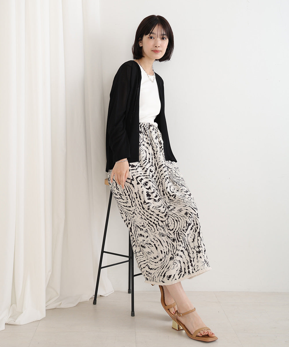 エッジステッチフリンジナロースカート