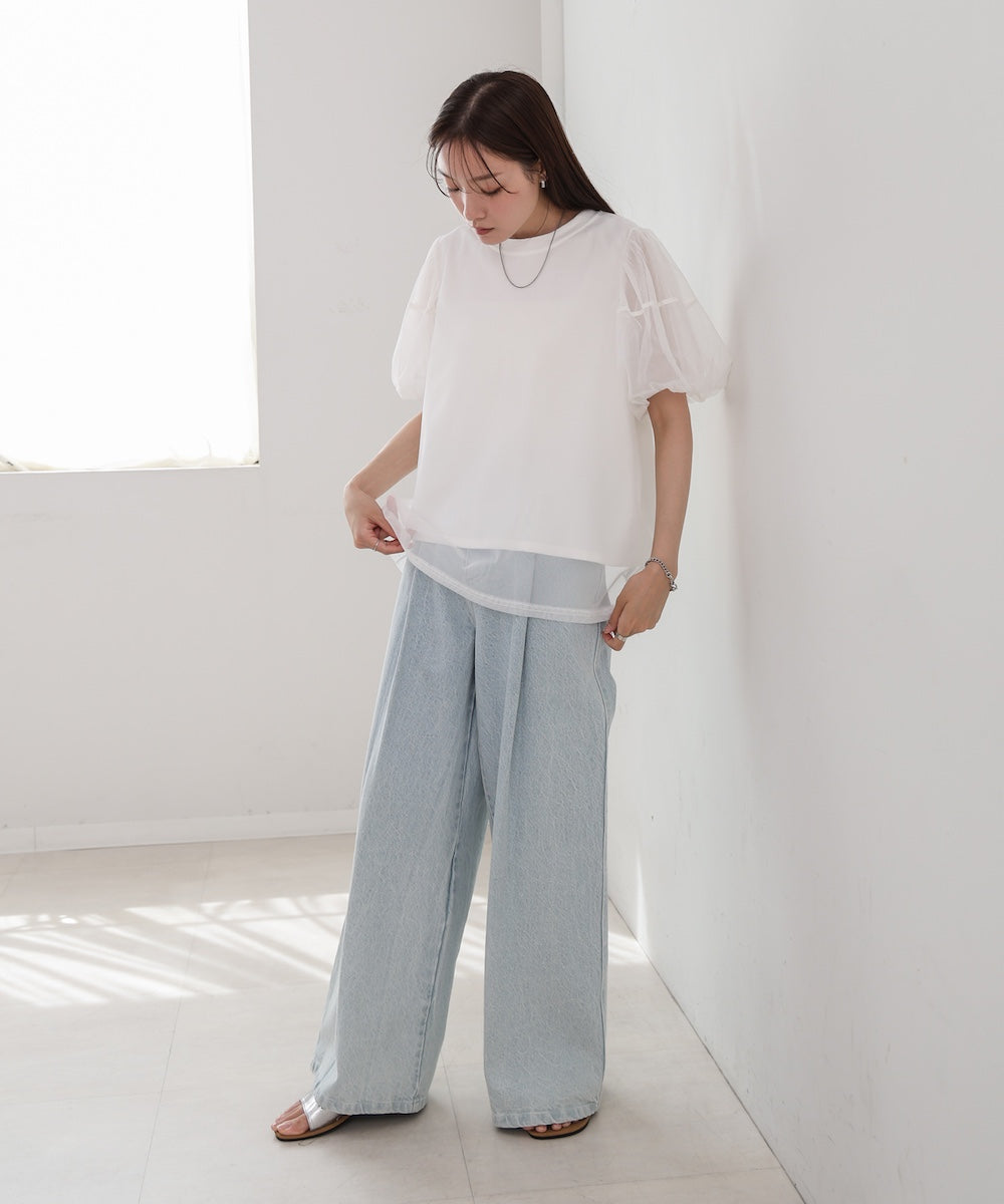 カンさま専用！新品★bou jeloud★チュールレイヤードロゴTシャツ セール】チュールレイヤードロゴTシャツ（Tシャツ/カットソー