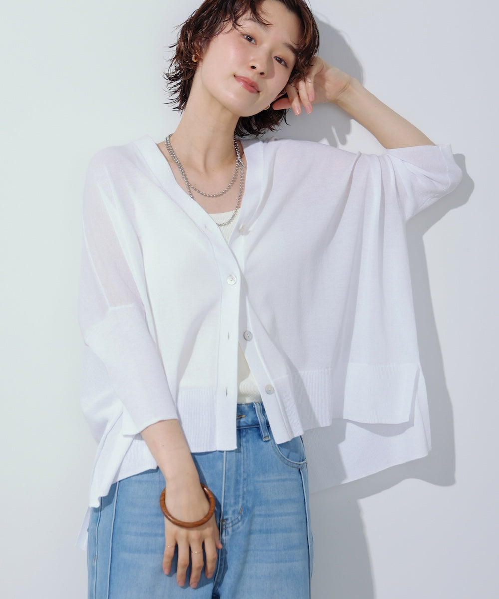 【新色追加】ＵＶサラサラＢＯＸシルエット前後差カーデ［PURPLEは7/17発送予定］