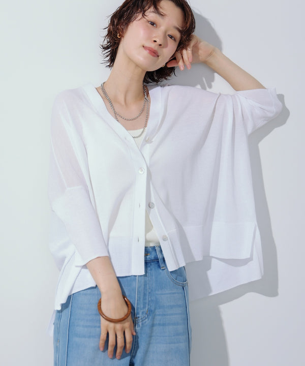 【新色追加】ＵＶサラサラＢＯＸシルエット前後差カーデ［PURPLEは7/17発送予定］