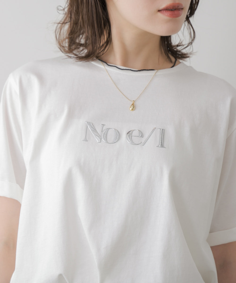 消耗加工綿天竺メタルロゴプリントＴｅｅ