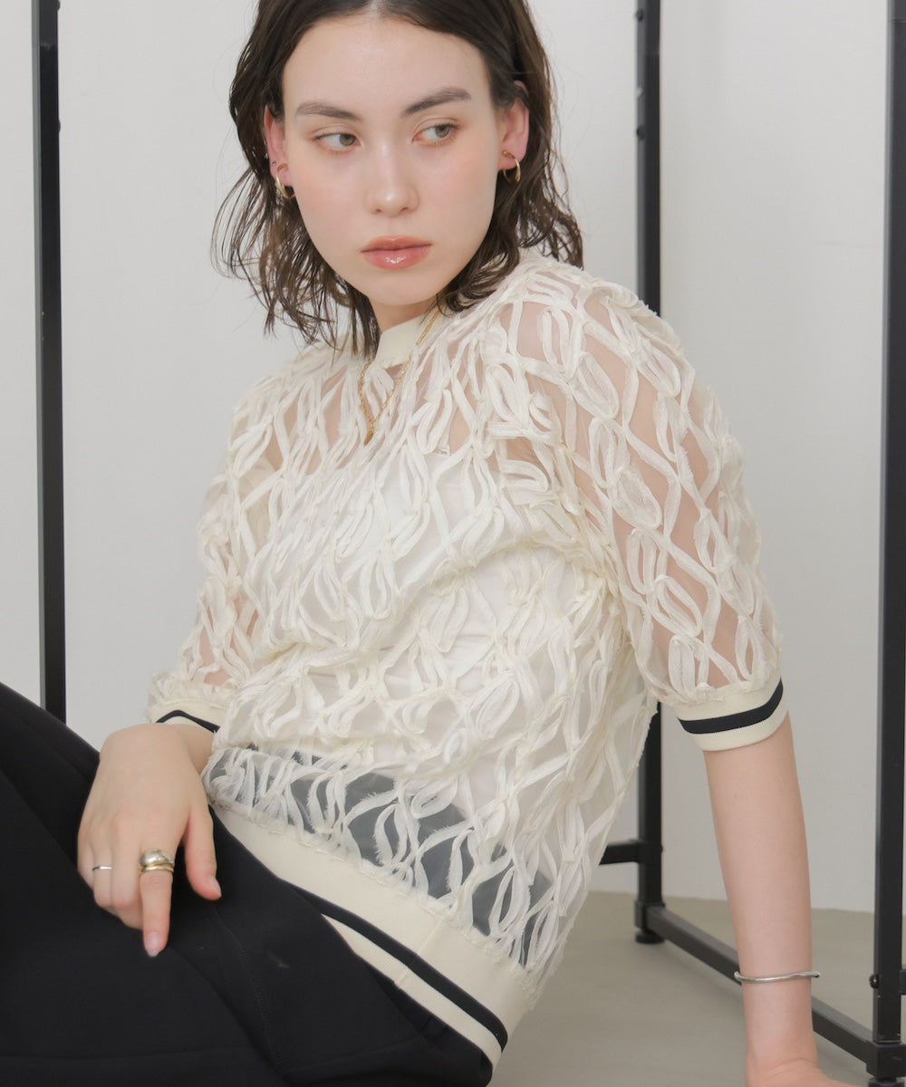 幾何柄シアートップス