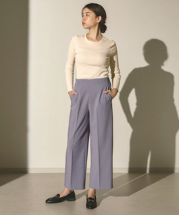 18G保湿リブ切替ラウンドプルオーバー