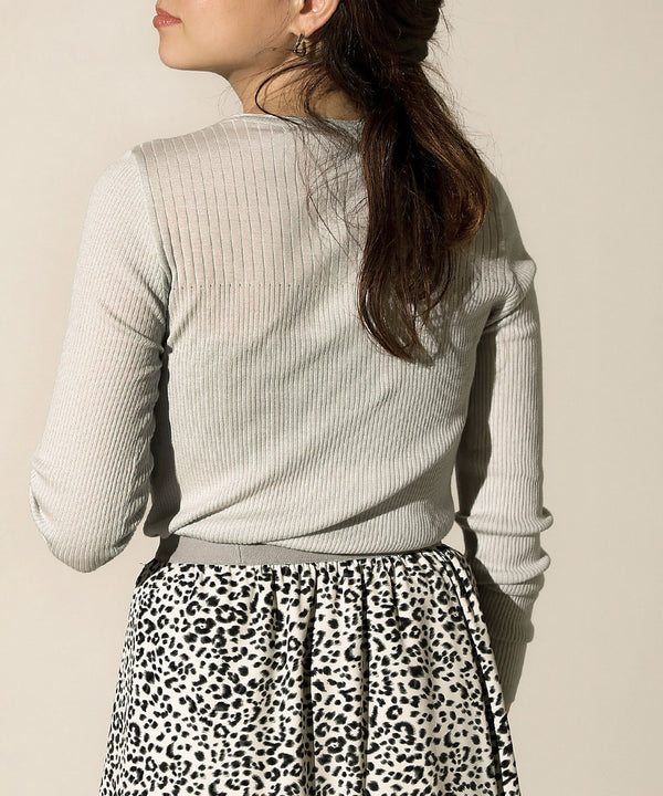 18G保湿リブ切替ラウンドプルオーバー