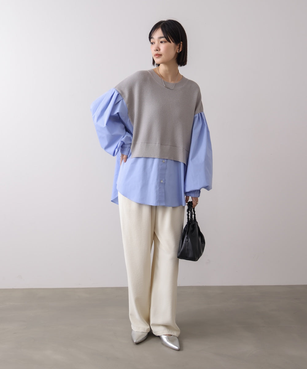 【WEB限定】布帛シャツドッキングニットプルオーバー