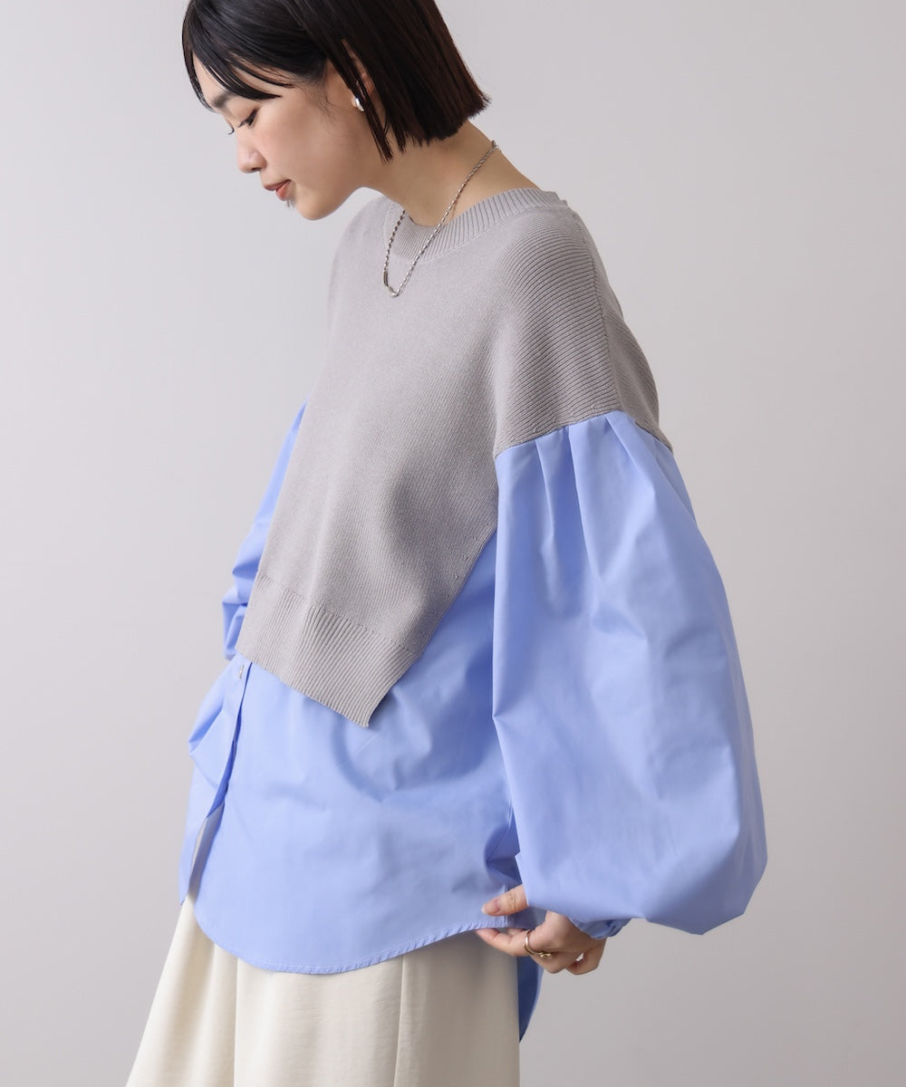 【WEB限定】布帛シャツドッキングニットプルオーバー
