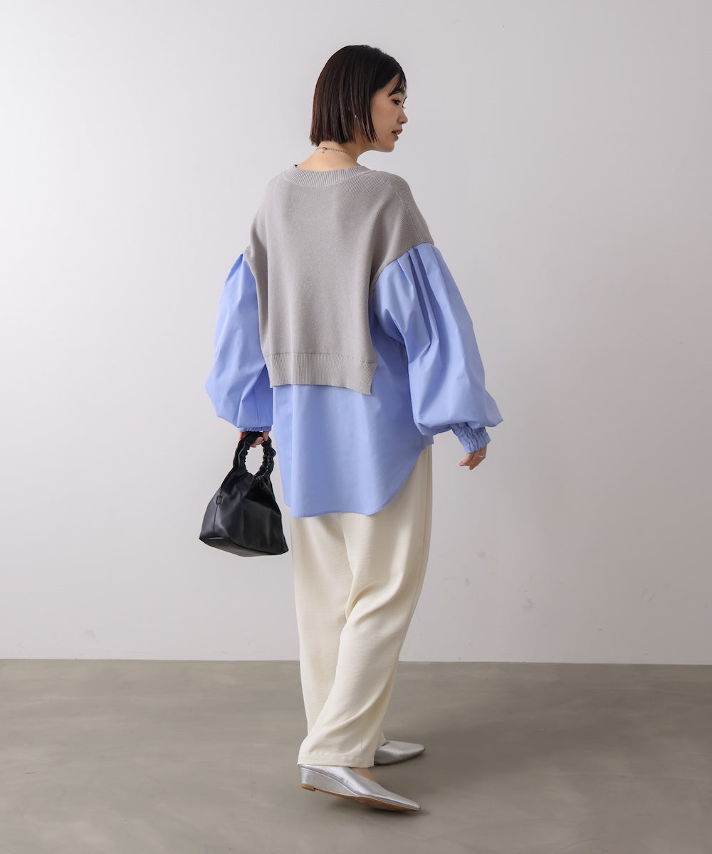 【WEB限定】布帛シャツドッキングニットプルオーバー
