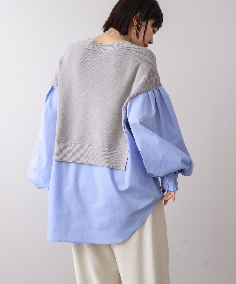 【WEB限定】布帛シャツドッキングニットプルオーバー