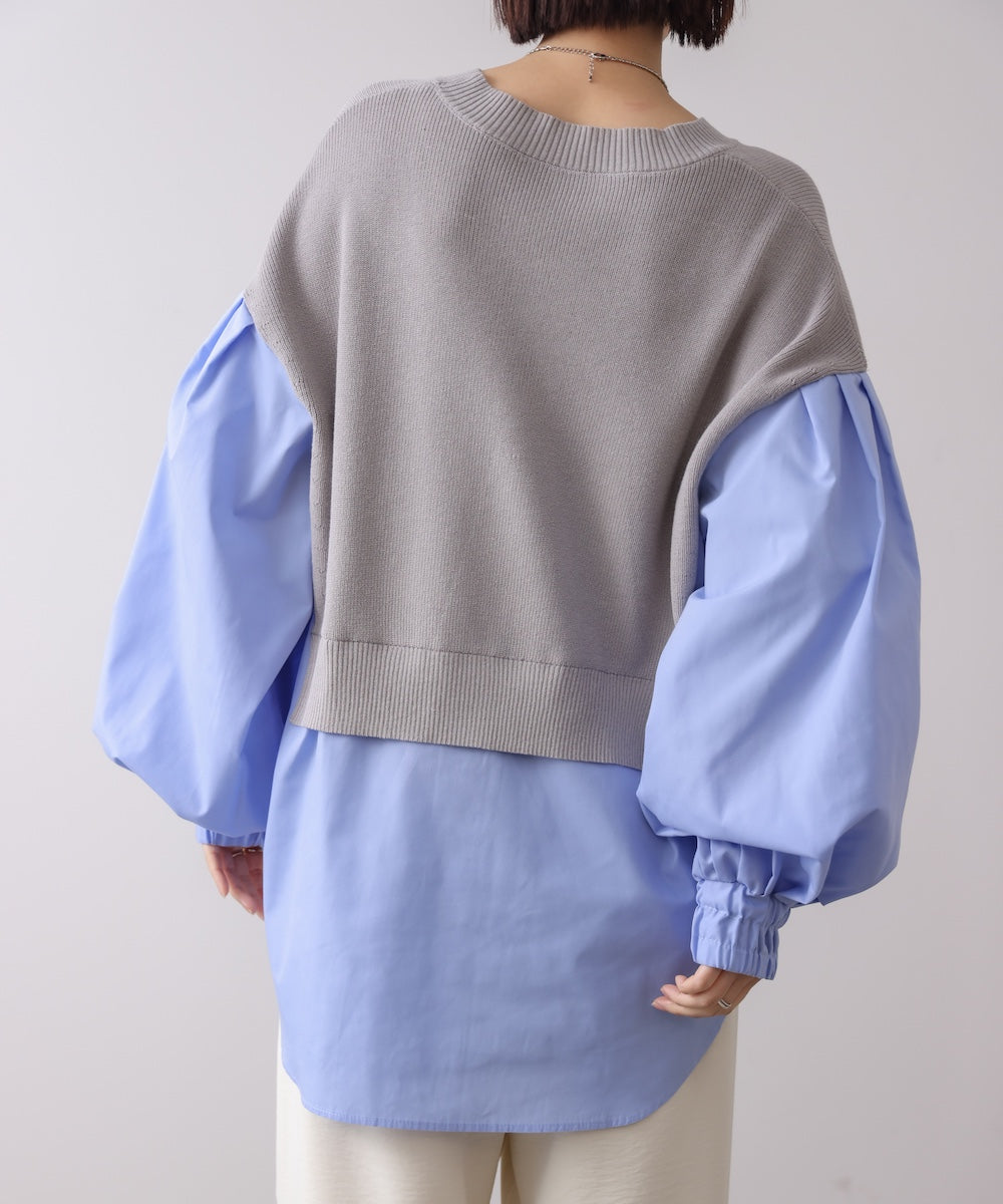 【WEB限定】布帛シャツドッキングニットプルオーバー