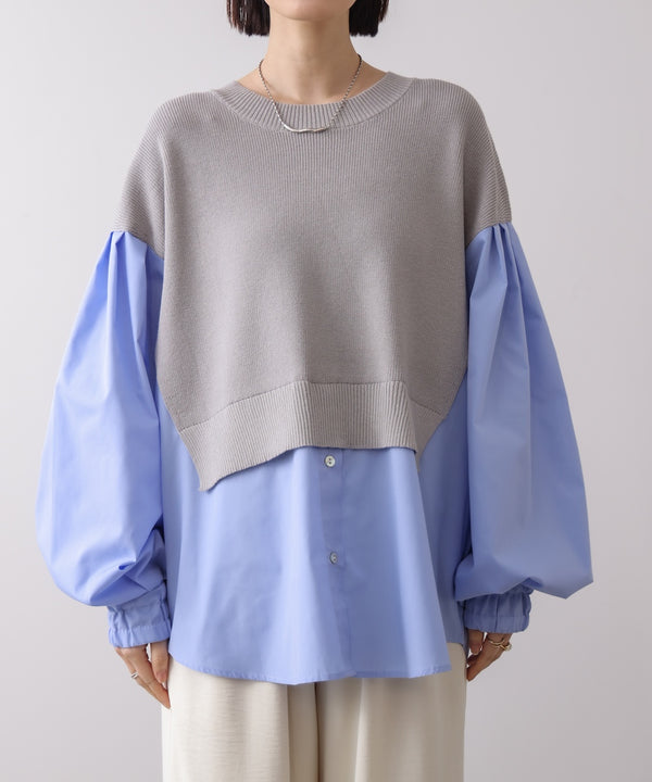 【WEB限定】布帛シャツドッキングニットプルオーバー